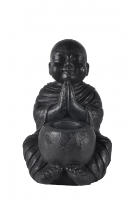 Little Soho Living | Stenen Buddha kaarsenhouder Ray | zwart