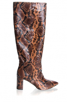 Leren slangenprint laarzen Ingrid | bruin | Janet \u0026 Janet | Little Soho