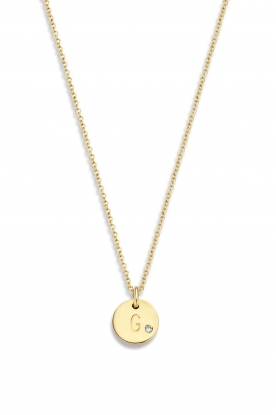 Just Franky |  14kt golden necklace Coin Diamond 40 cm | yellow gold 