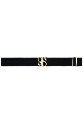Dante 6 | Elastic belt with gold logo Motif | zwart
