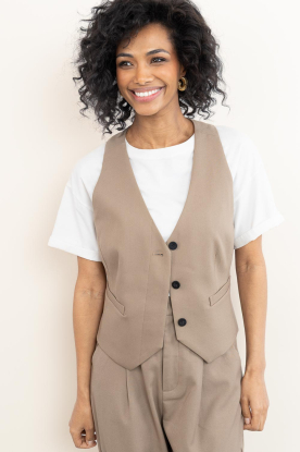 Copenhagen Muse |  Waistcoat with V-neck Tailor | beige 