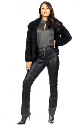 Notes Du Nord |  Lamb leather stretch pants Anna | black