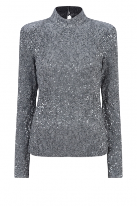 Dante 6 | Sequin top with shoulder pads Nicci | silver