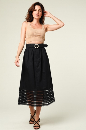 Magali Pascal |  Midi skirt with broderie anglaise Mersej | black 