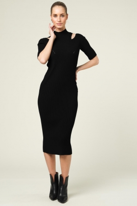 IRO | Tricot midi-jurk met cut-outs Priscilla | zwart 