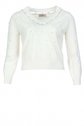 Twinset | Fine knitted sweater with pearl details Milano | natural