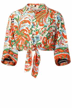 ba&sh |  Cropped retro print blouse Martha | orange 