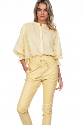 Ibana |   Blouse with pleated puff sleeves Tupa | yellow