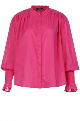 Ibana |  Blouse with pleated puff sleeves Tupa | pink