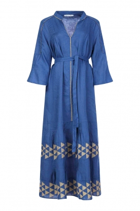 Greek Archaic Kori |Linnen jurk Wieber | blauw
