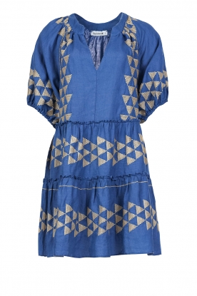 Greek Archaic Kori |Linnen jurk Sophia | blauw