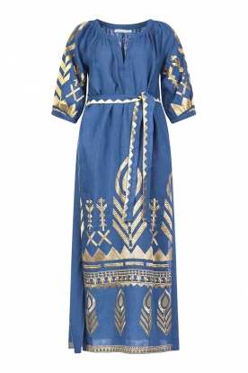 Greek Archaic Kori |Linnen jurk Phileine | blauw