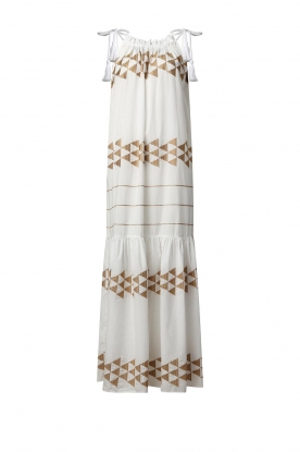 Greek Archaic Kori |  Printed maxi dress lora | white 