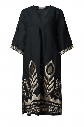 Greek Archaic Kori |  Linen kaftan Perla | black 