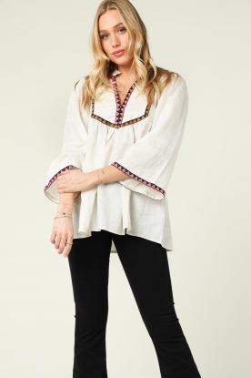 Devotion |  Blouse with embroidered details Valtos | natural