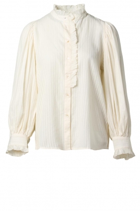 Antik Batik | Crêpe blouse with balloon sleeves Yvonne | natural 