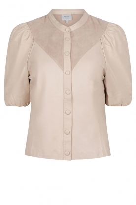 Dante 6 | Mixed suede leather blouse Moss | natural