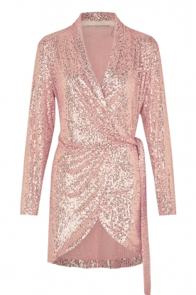 Second Female | Sequin wrap dress Shine On | pink