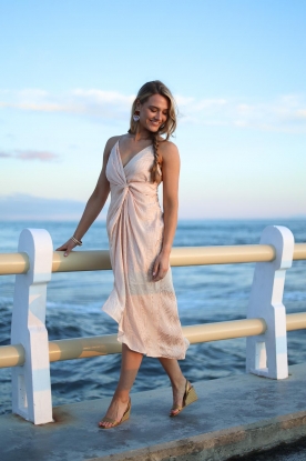 Second Female | Luxe jurk met print Bari | roze 