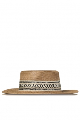 Little Soho |  Wicker beach hat with band Fons | camel 