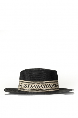 Little Soho | Wicker beach hat with band Fons | black