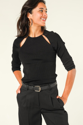 Copenhagen Muse | Tricot top met cut-outs Natacha | zwart