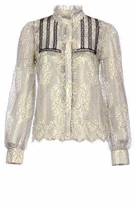 Twinset |  Blouse with lace | natural 