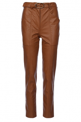 Twinset | Leather trousers with belt Minou | camel