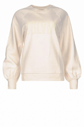 Dante 6 | Cotton sweater with text print Love Me | natural