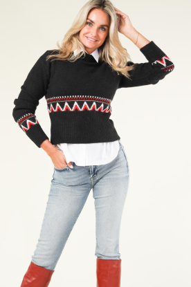 Silvian Heach |  Soft turtle neck sweater with aztec print Denise | black 