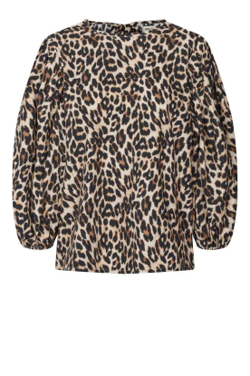 Lollys Laundry | Poplin top with leopard print Bergen | black