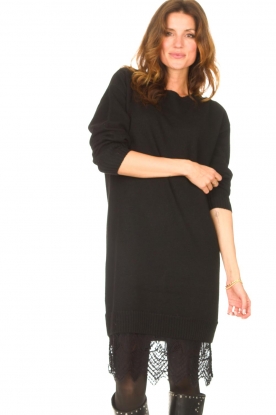 Freebird |  Sweater dress with lace Ilsa | black