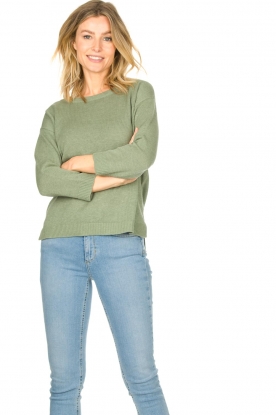 Knit-ted | Basic sweater Annemone | groen 