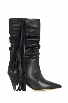 IRO | Leather boots with fringes Cranko | black