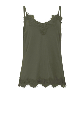 CC Heart | Top with lace details Puck | donker green
