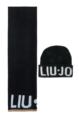 Liu Jo | Soft scarf and beanie with logo Donna | black