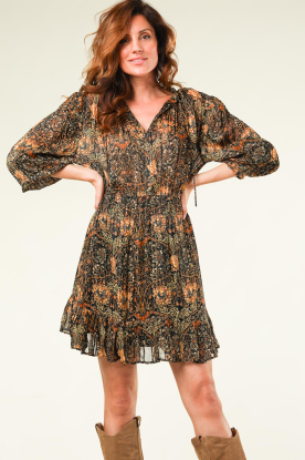 Ibana |  Lurex dress with print Deela | brown