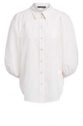 Set |Cupro blouse met pofmouwen Irene | naturel 