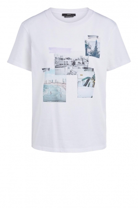 Set |Katoenen T-shirt met opdruk Roos | wit 