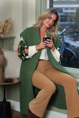 Stella Forest |  Long knitted cardigan Desiree | green