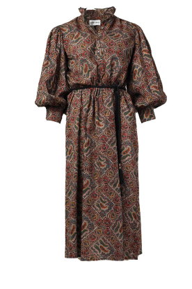 Antik Batik |  Paisley print midi dress Zina | brown 