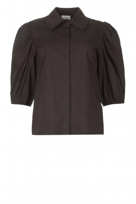 Dante 6 |Katoenen blouse met pofmouwen Vernon | zwart