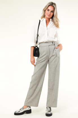 Suncoo | Wide leg pantalon met wol look Jaime | grijs