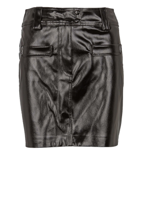Suncoo | Faux leather lacquer skirt Franky | black