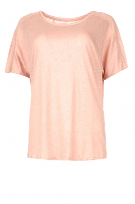 Blaumax |Linnen T-shirt met boothals Over | roze 