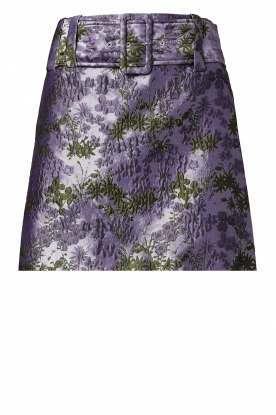 Luxe jacquard rok met riem Mila  paars