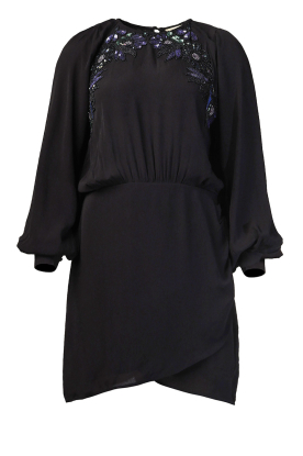 Louizon |Crêpe jurk met pailletten Joya | zwart