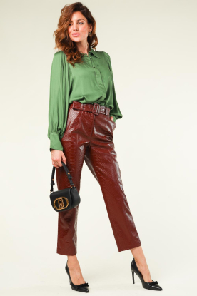 Twinset | Faux slangenleer paperbag broek Bo | bordeaux