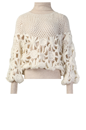 Mes Demoiselles | Crochet sweater with turtle neck Otoha | natural
