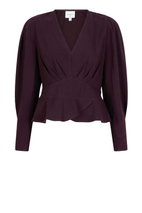 Dante 6 | Crêpe top with puff sleeves Sawyer | bordeaux